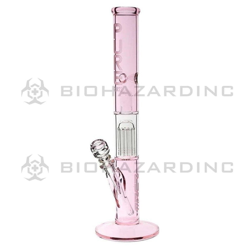 Pure Glass Glass Bong 18" PURE Glass Pink 50mm x 5mm Thick 10-Arm Tree Percolator w/ Splashguard Straight