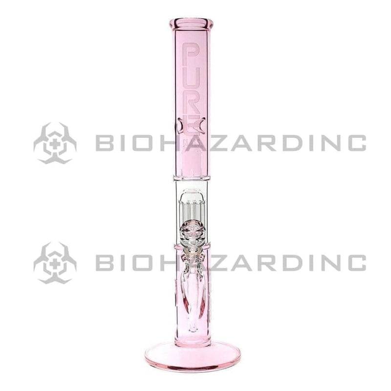 Pure Glass Glass Bong 18" PURE Glass Pink 50mm x 5mm Thick 10-Arm Tree Percolator w/ Splashguard Straight