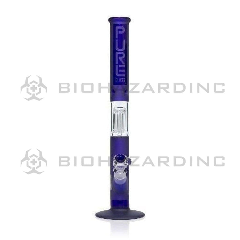 Biohazard Inc Glass Bong 18" PURE Straight Bong w/ 10 Arm Tree Perc - Blue Frost