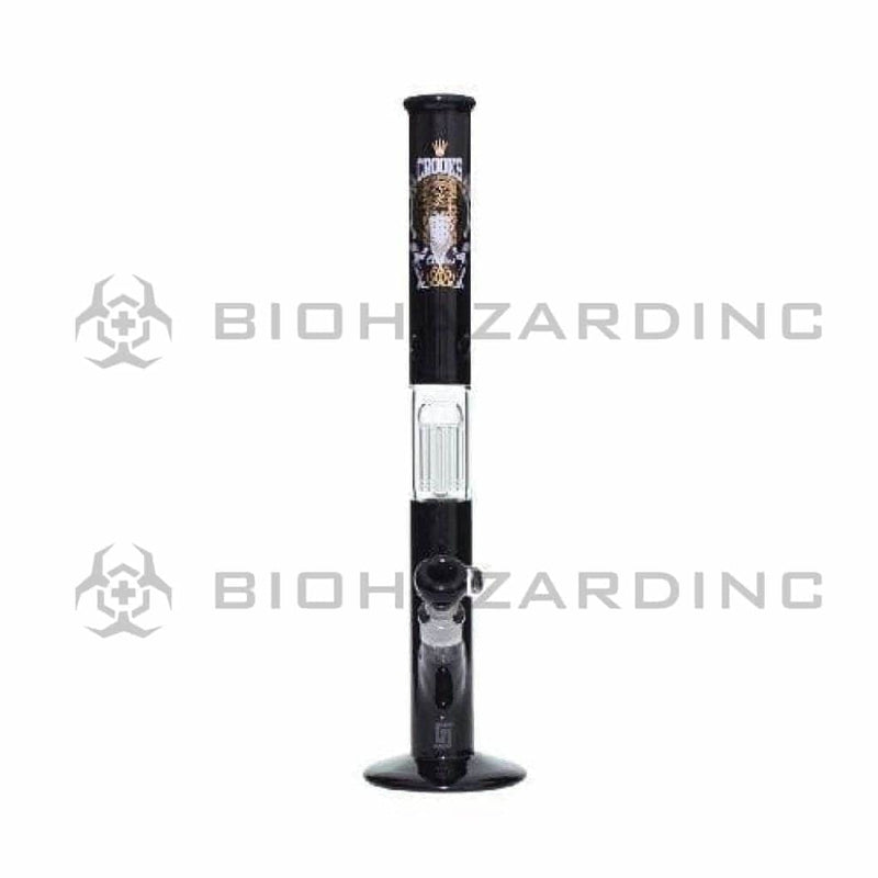 Biohazard Inc Glass Bong 18" PURE x Crooks & Castles Straight Bong w/ 10arm Tree Perc -  Black