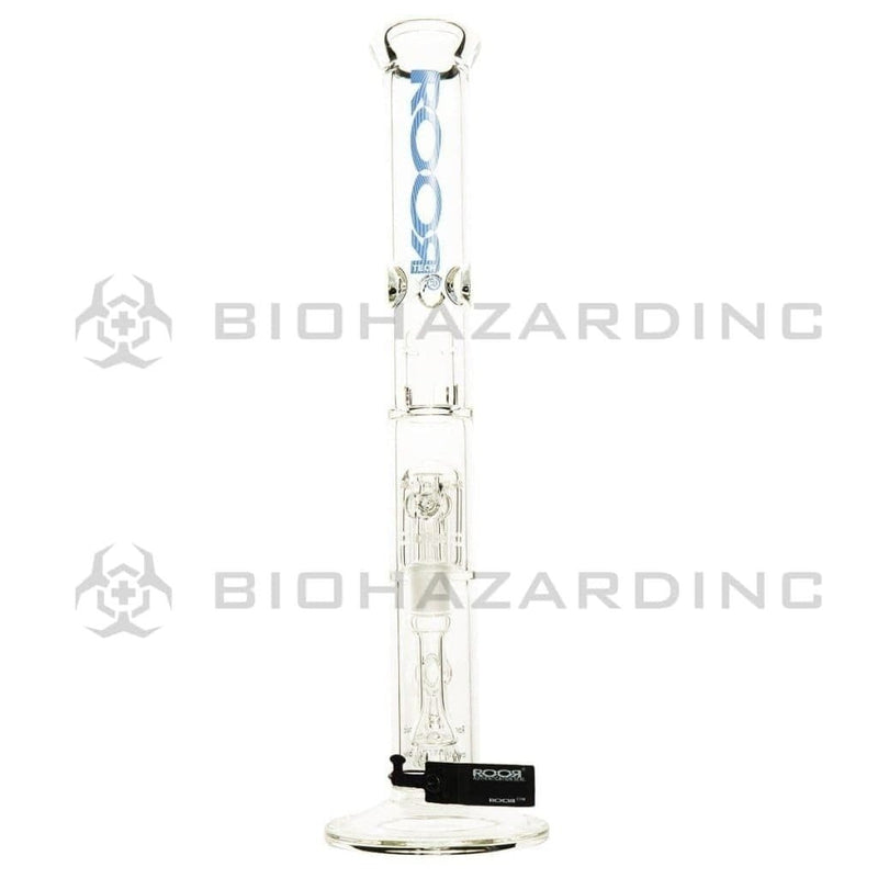 Roor Glass Bong 18" ROOR 10 Arm Tree Percolator Stemless Straight Waterpipe - Blue Logo - 50mm x 5mm