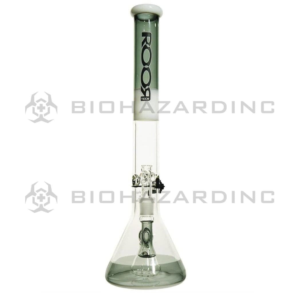 Roor Glass Bong 18" ROOR 45mm x 5mm Beaker Waterpipe -  Gray & White w/ Black Lace logo