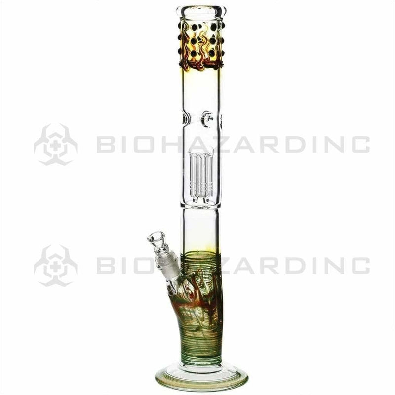 Biohazard Inc Glass Bong 18" Single Tree Straight Water Pipe w/ Marbles - Green Rake