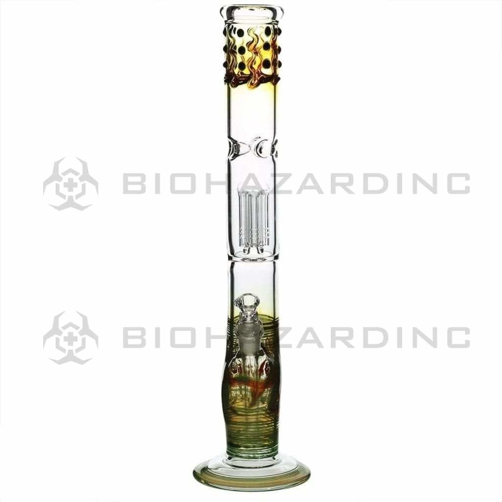 Biohazard Inc Glass Bong 18" Single Tree Straight Water Pipe w/ Marbles - Green Rake