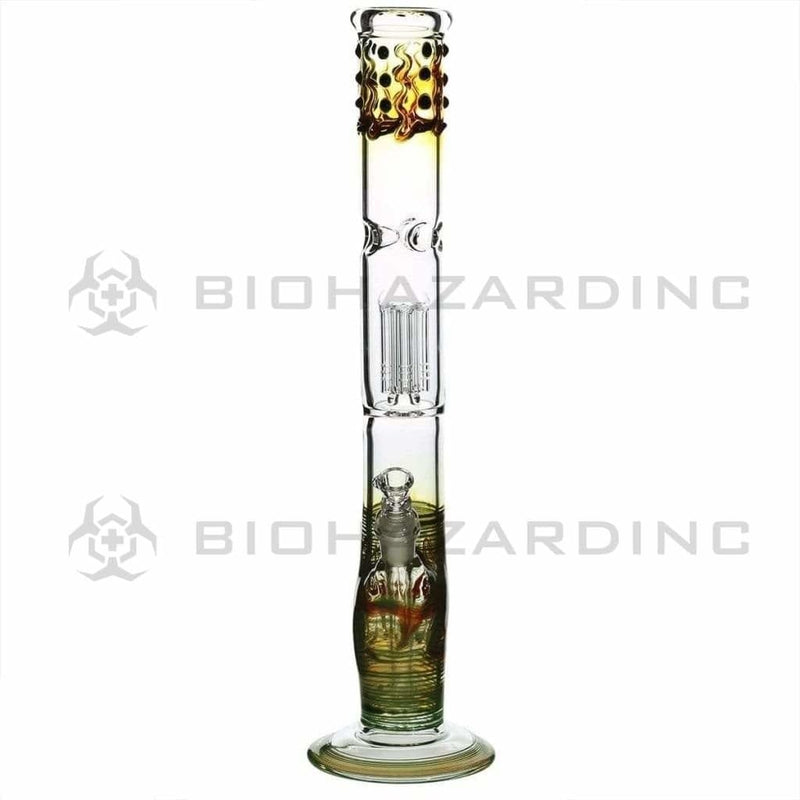 Biohazard Inc Glass Bong 18" Single Tree Straight Water Pipe w/ Marbles - Green Rake