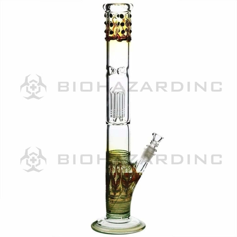 Biohazard Inc Glass Bong 18" Single Tree Straight Water Pipe w/ Marbles - Green Rake