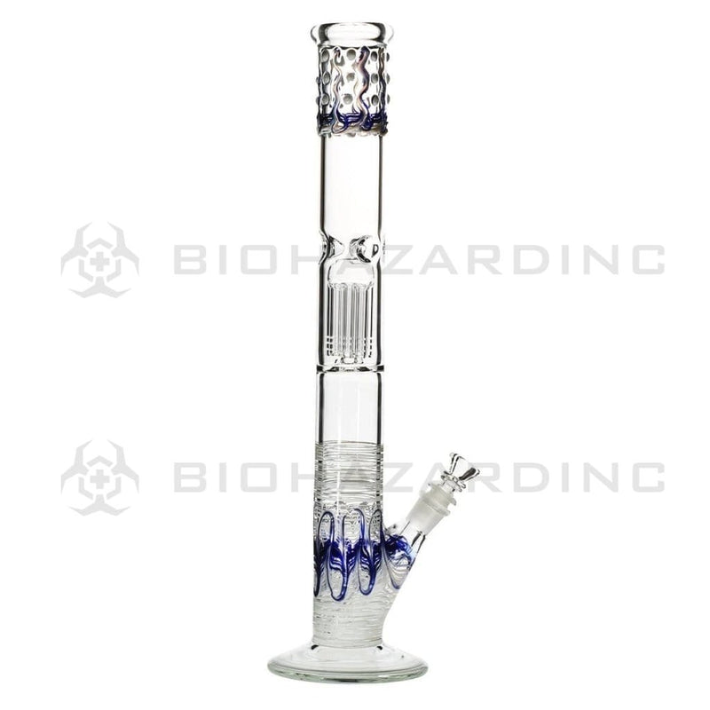 Biohazard Inc Glass Bong 18" Single Tree Straight Water Pipe w/ Marbles - White Rake