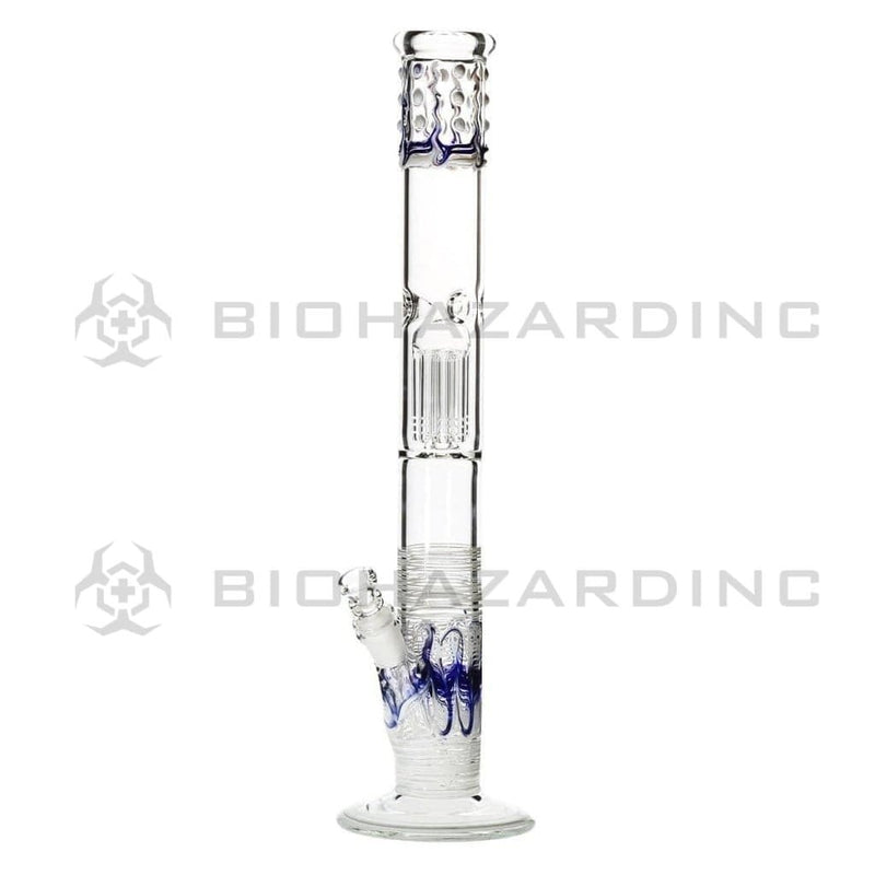 Biohazard Inc Glass Bong 18" Single Tree Straight Water Pipe w/ Marbles - White Rake