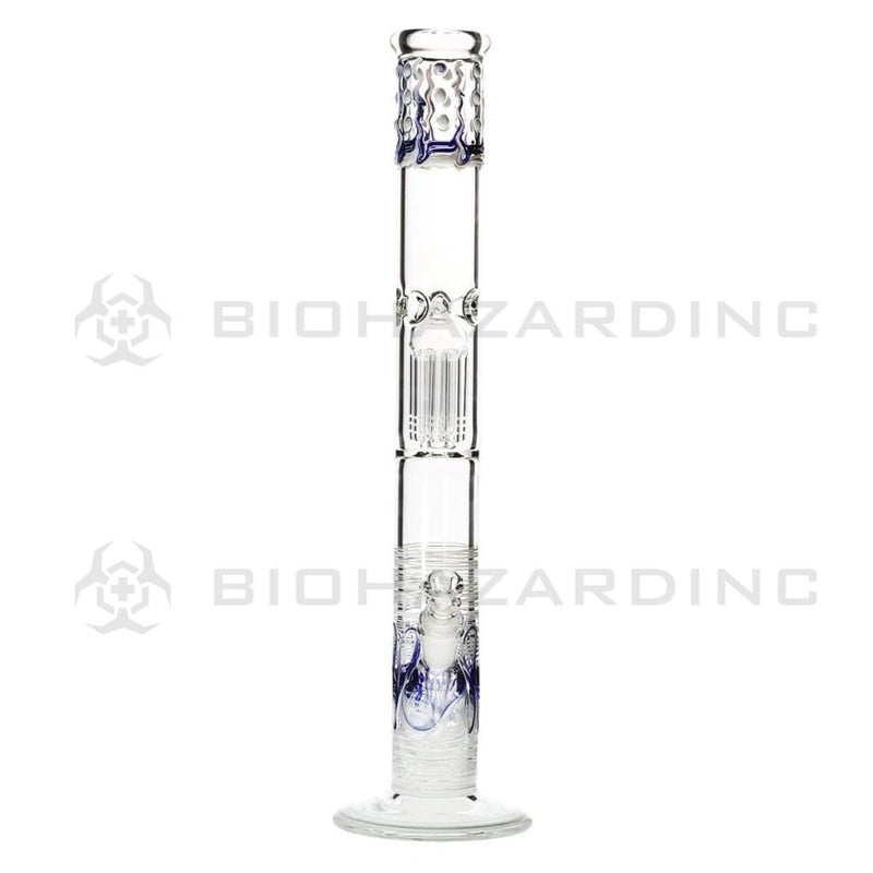 Biohazard Inc Glass Bong 18" Single Tree Straight Water Pipe w/ Marbles - White Rake