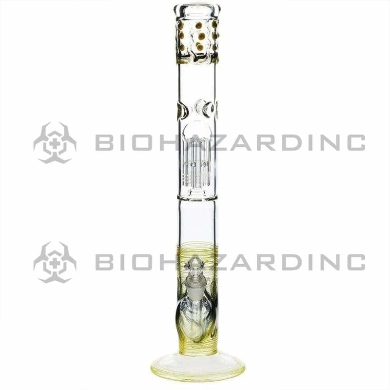 Biohazard Inc Glass Bong 18" Single Tree Straight Water Pipe w/ Marbles - Yellow Rake