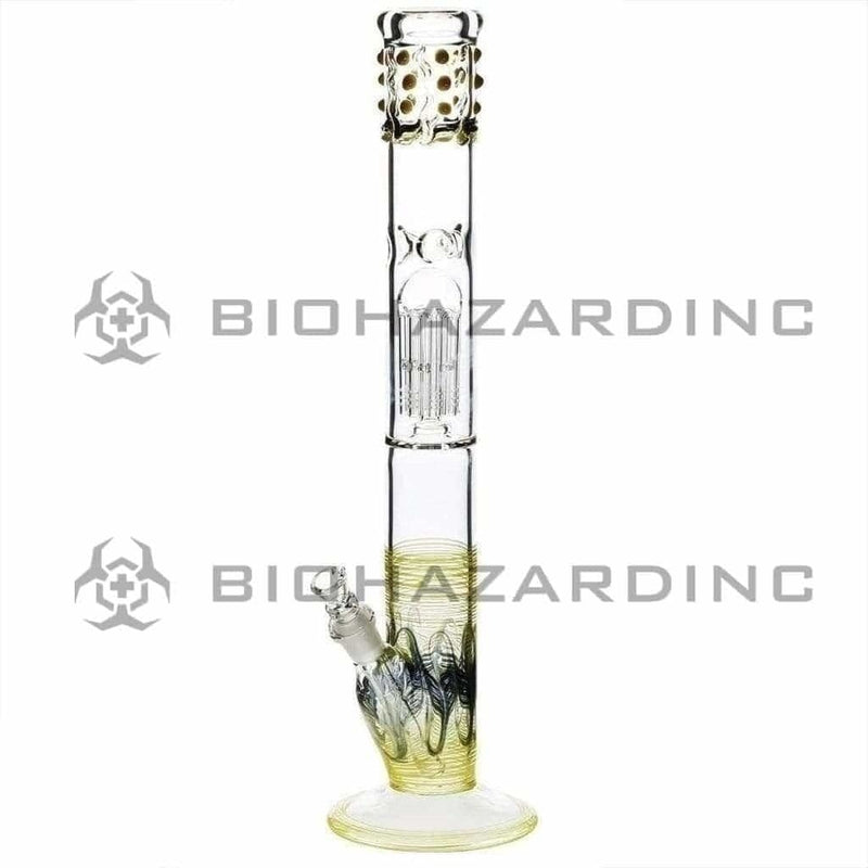 Biohazard Inc Glass Bong 18" Single Tree Straight Water Pipe w/ Marbles - Yellow Rake