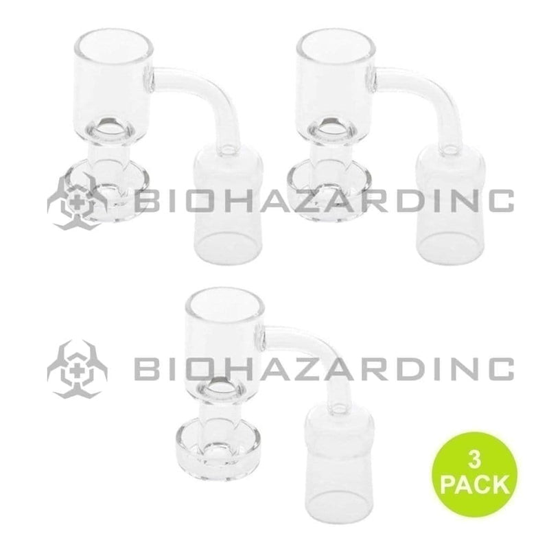 Biohazard Inc Quartz Banger 19mm Female Double Dish Quartz Vacuum Banger - Clear - 3 Count