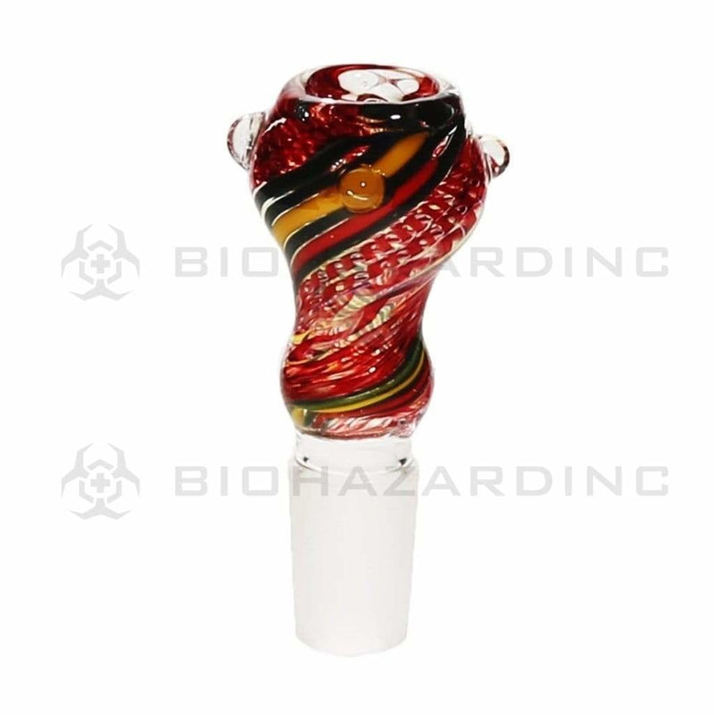 Biohazard Inc 19mm Bowl 19mm Hourglass Rasta Swirl Stripe White Lattacino Bowl