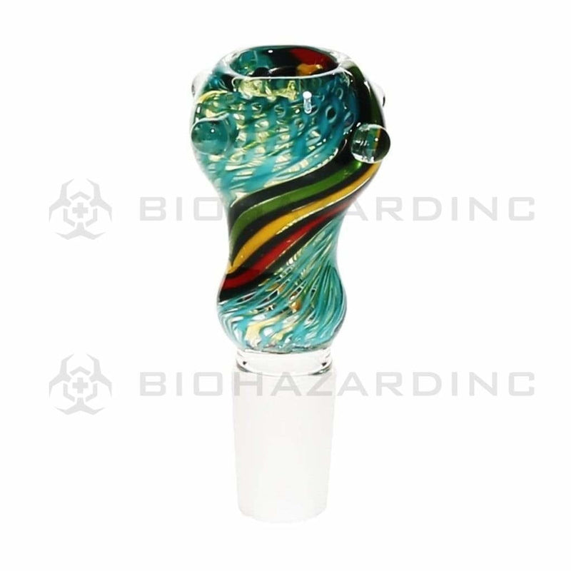 Biohazard Inc 19mm Bowl 19mm Hourglass Rasta Swirl Stripe White Lattacino Bowl