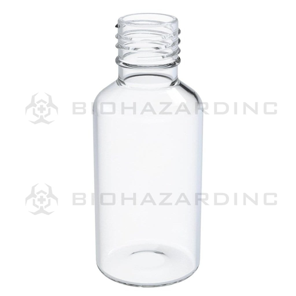 Biohazard Inc Glass bottles 1oz Clear Boston Round - 120 Count