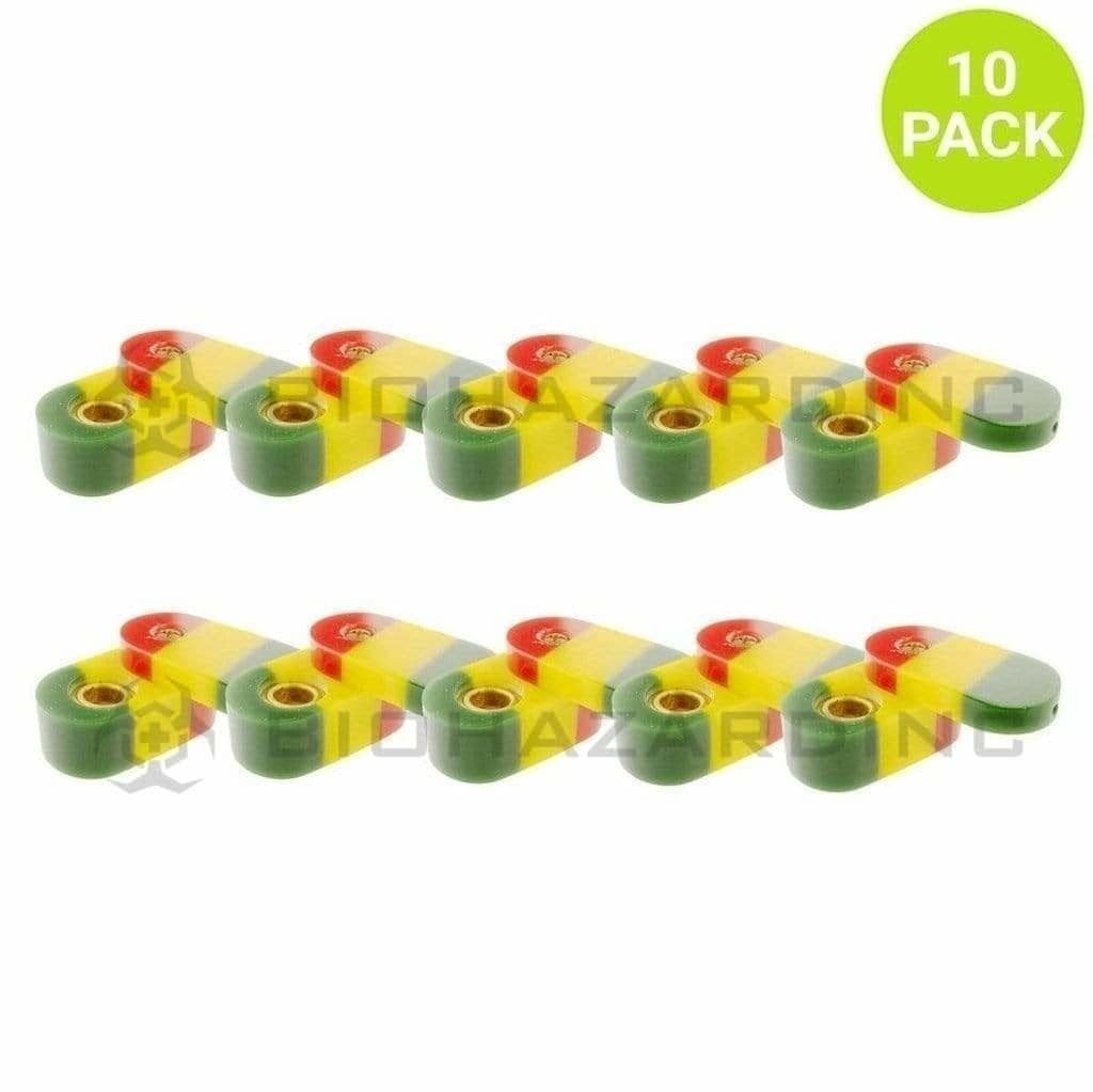 Biohazard Inc Metal Hand Pipe 2" Monkey Metal / Acrylic Pipe - Rasta- 10 Pack