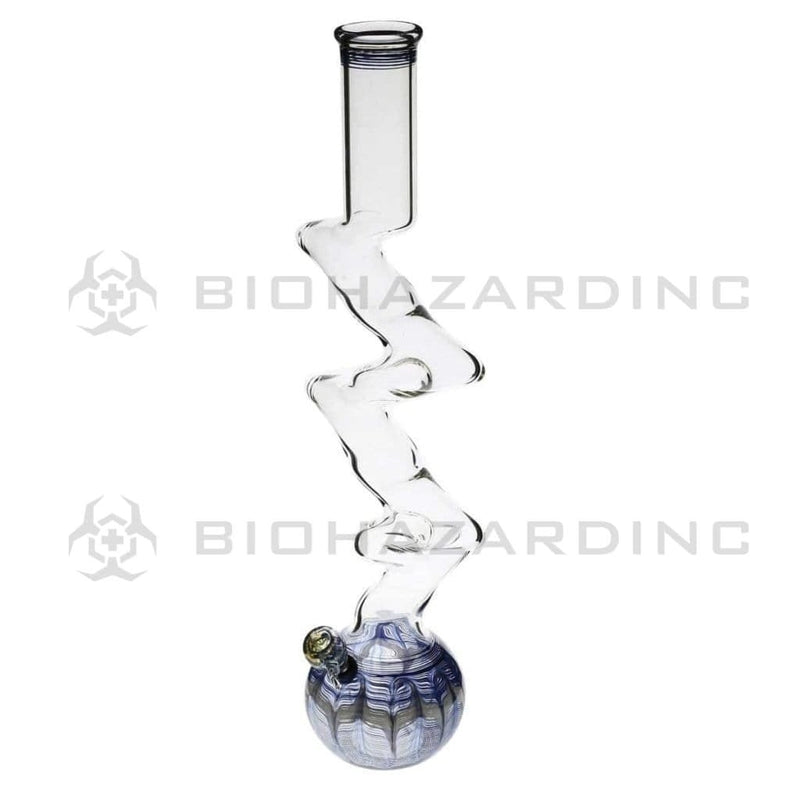 Biohazard Inc Glass Bong 20" Five Elbow Water Pipe w/ Slide - Blue Rake