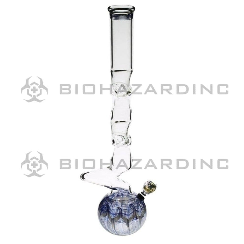 Biohazard Inc Glass Bong 20" Five Elbow Water Pipe w/ Slide - Blue Rake