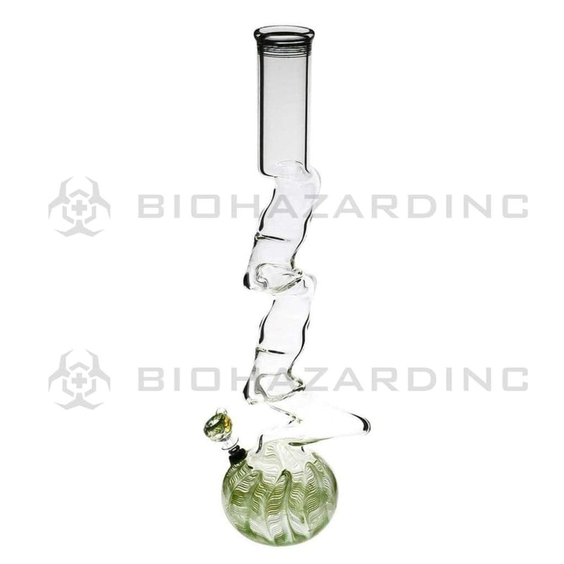 Biohazard Inc Glass Bong 20" Five Elbow Water Pipe w/ Slide - Green Rake