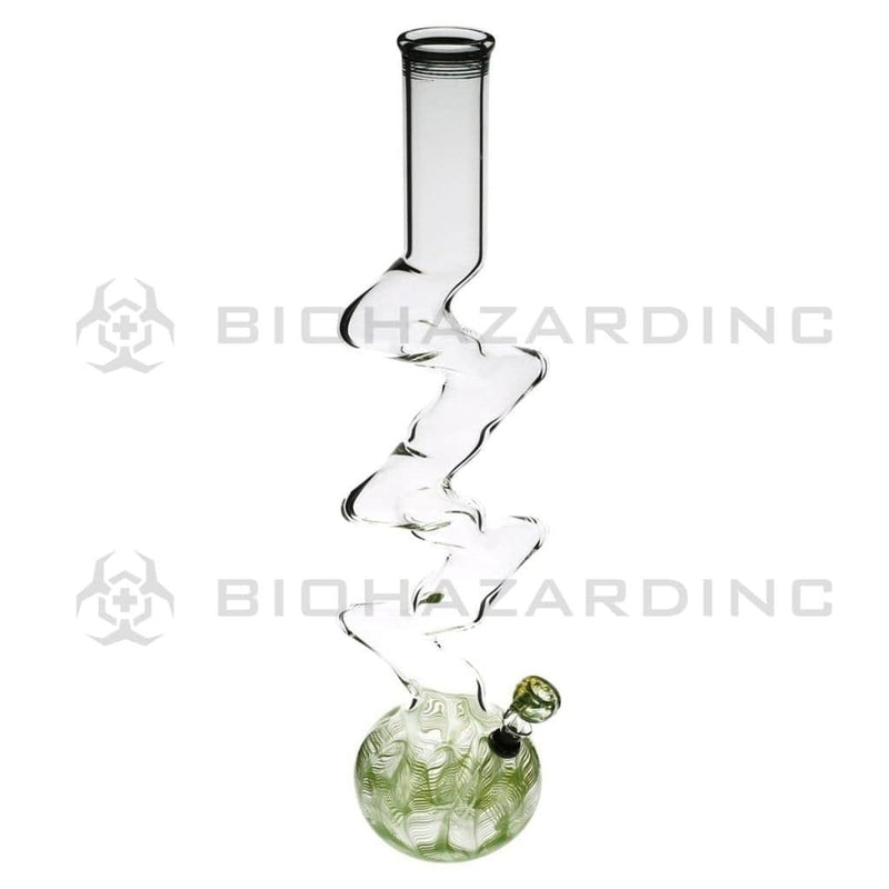 Biohazard Inc Glass Bong 20" Five Elbow Water Pipe w/ Slide - Green Rake