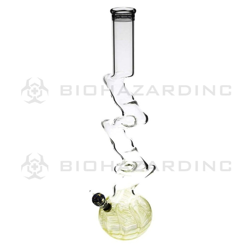 Biohazard Inc Glass Bong 20" Five Elbow Water Pipe w/ Slide - Yellow Rake