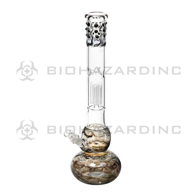 Biohazard Inc Glass Bong 20" Single Tree Double Bubble Water Pipe w/ Marbles - Black Rake