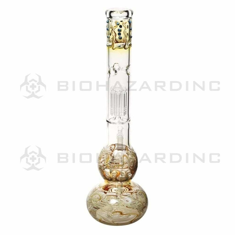 Biohazard Inc Glass Bong 20" Single Tree Double Bubble Water Pipe w/ Marbles - Brown Rake