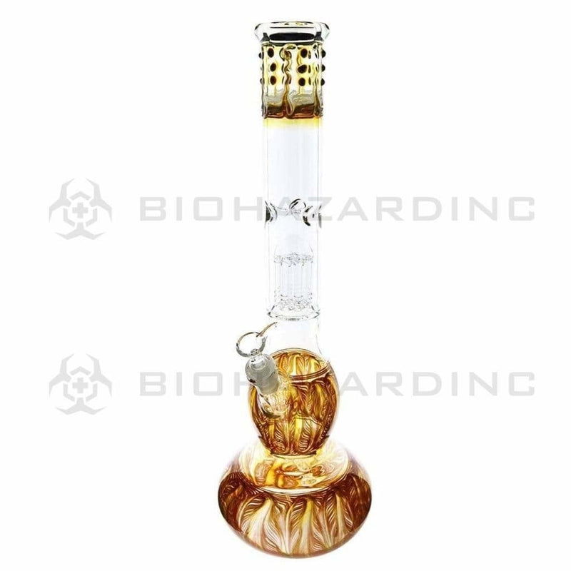 Biohazard Inc Glass Bong 20" Single Tree Double Bubble Water Pipe w/ Marbles - Brown Rake