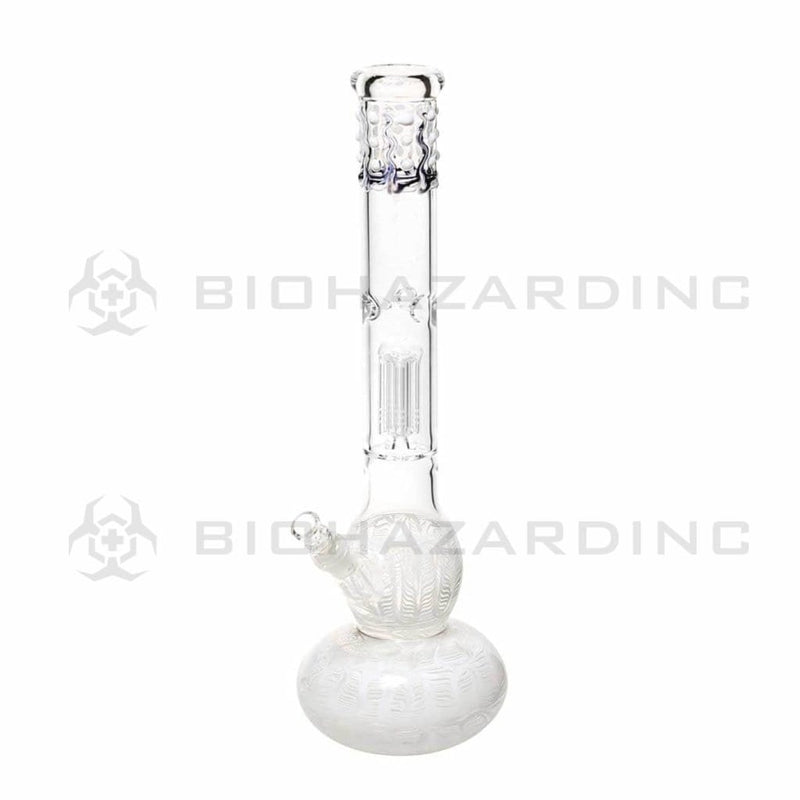 Biohazard Inc Glass Bong 20" Single Tree Double Bubble Water Pipe w/ Marbles - White Rake