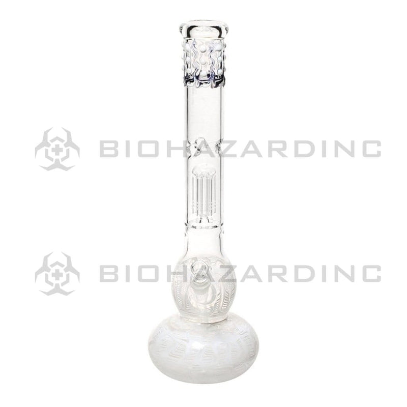 Biohazard Inc Glass Bong 20" Single Tree Double Bubble Water Pipe w/ Marbles - White Rake