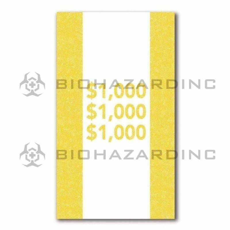 Biohazard Inc Currency Strap 25 Bill Capacity $1,000 Yellow Currency Strap - 1000 Count