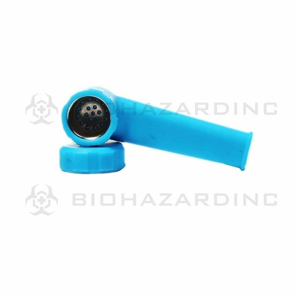 Biohazard Inc Silicone Hand Pipe 3 1/2" Silicone Hand Pipe w/ Cover - Blue