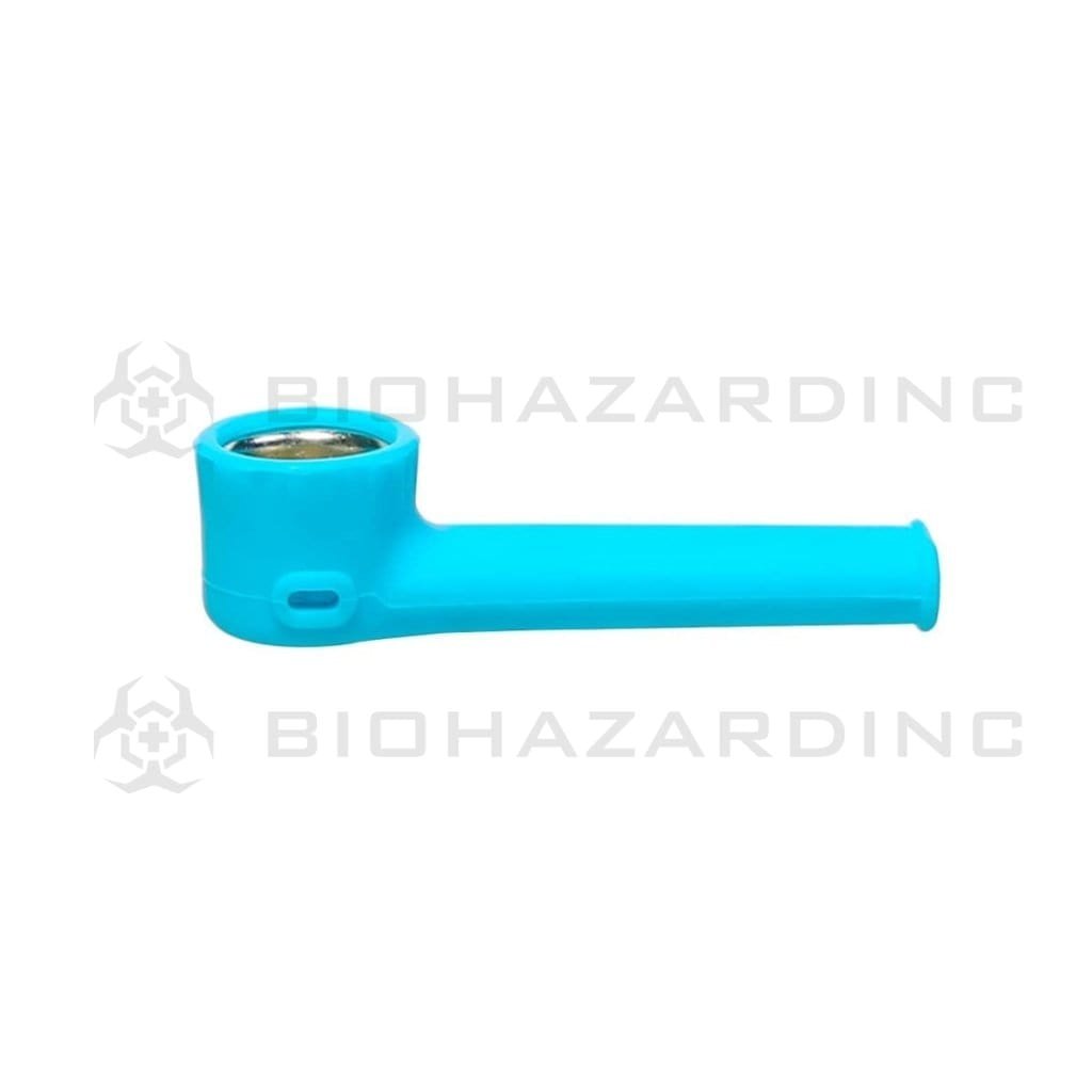 Biohazard Inc Silicone Hand Pipe 3 1/2" Silicone Hand Pipe w/ Cover - Blue