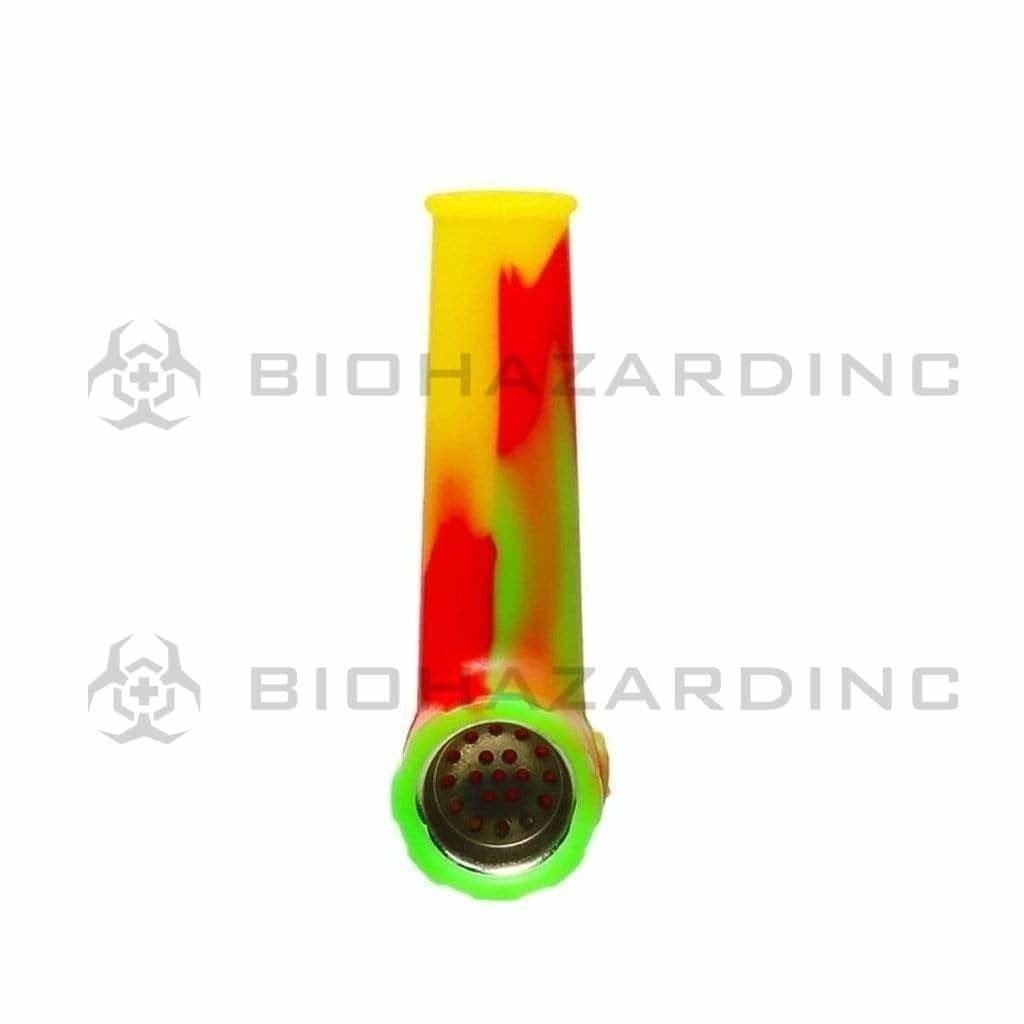 Biohazard Inc Silicone Hand Pipe 3 1/2" Silicone Hand Pipe w/ Cover - Rasta