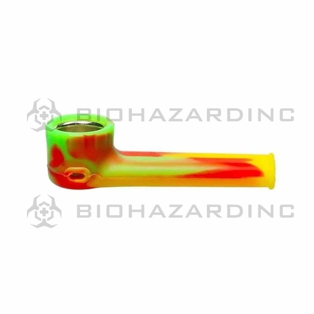 Biohazard Inc Silicone Hand Pipe 3 1/2" Silicone Hand Pipe w/ Cover - Rasta