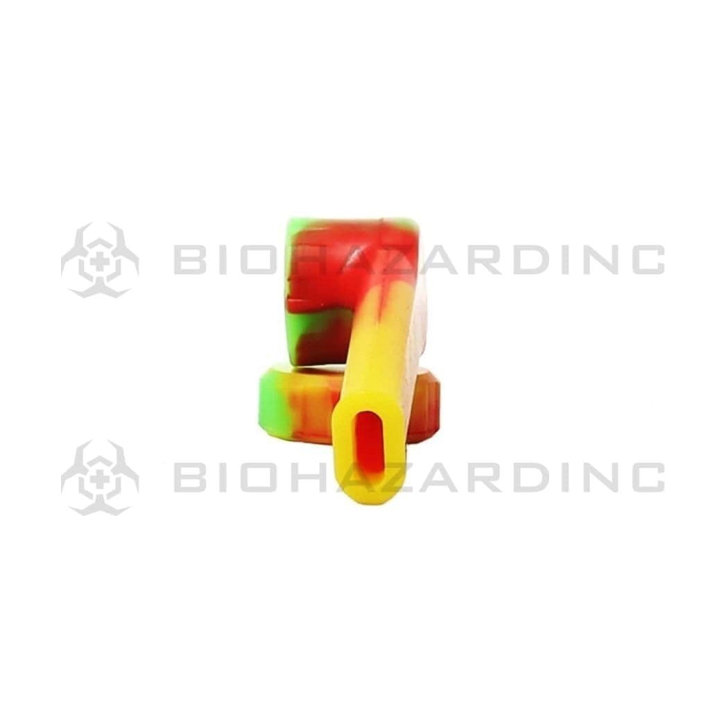 Biohazard Inc Silicone Hand Pipe 3 1/2" Silicone Hand Pipe w/ Cover - Rasta