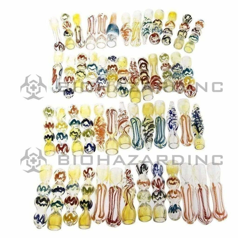 Biohazard Inc Glass Chillum Hand Pipe 3"-4" Assorted Chillum Pipes 50 Pack