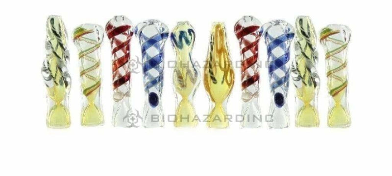 Biohazard Inc Glass Chillum Hand Pipe 3"-4" Assorted Chillum Pipes