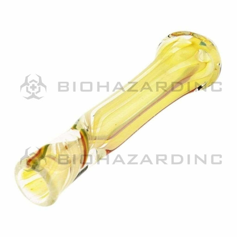 Biohazard Inc Glass Chillum Hand Pipe 3"-4" Chillum Rasta Stripe - 10 Count