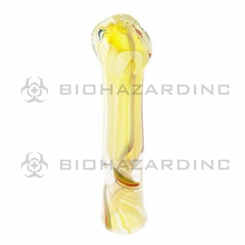 Biohazard Inc Glass Chillum Hand Pipe 3"-4" Chillum Rasta Stripe - 10 Count