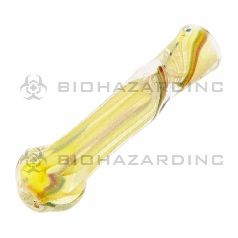 Biohazard Inc Glass Chillum Hand Pipe 3"-4" Chillum Rasta Stripe - 10 Count