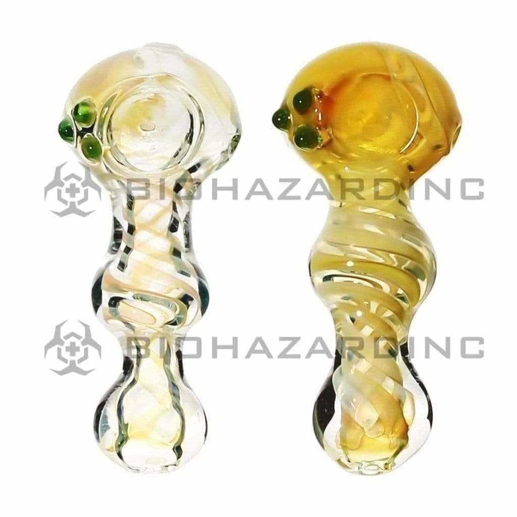 Biohazard Inc Glass Hand Pipe 3"-4" Fumed Hand Pipe w/ Bulges