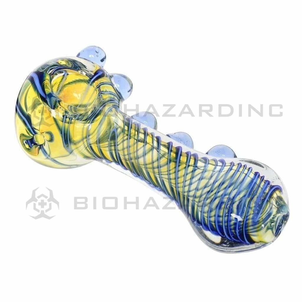 Biohazard Inc Glass Hand Pipe 3.5" Blue swirl fumed 5 Knocker Hand Pipe 3 pack