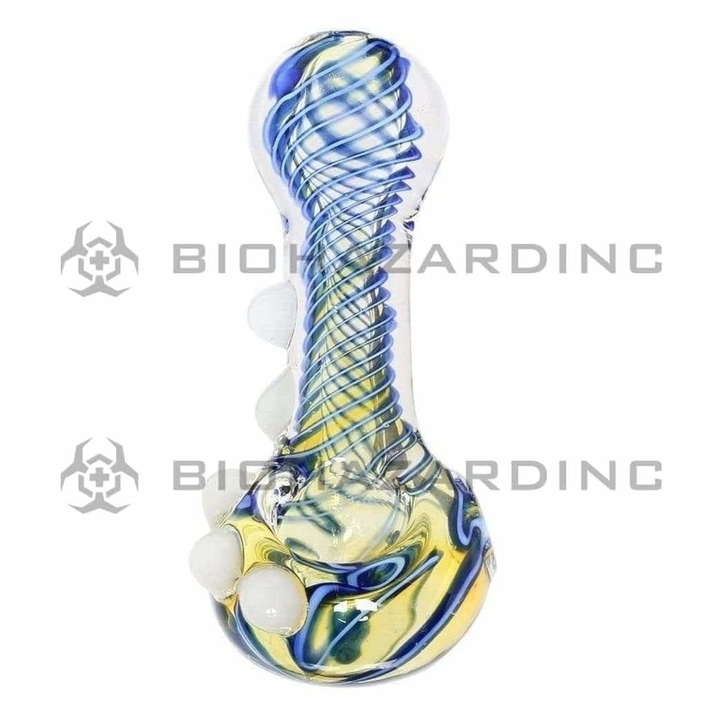 Biohazard Inc Glass Hand Pipe 3.5" Blue swirl fumed 5 Knocker Hand Pipe 3 pack