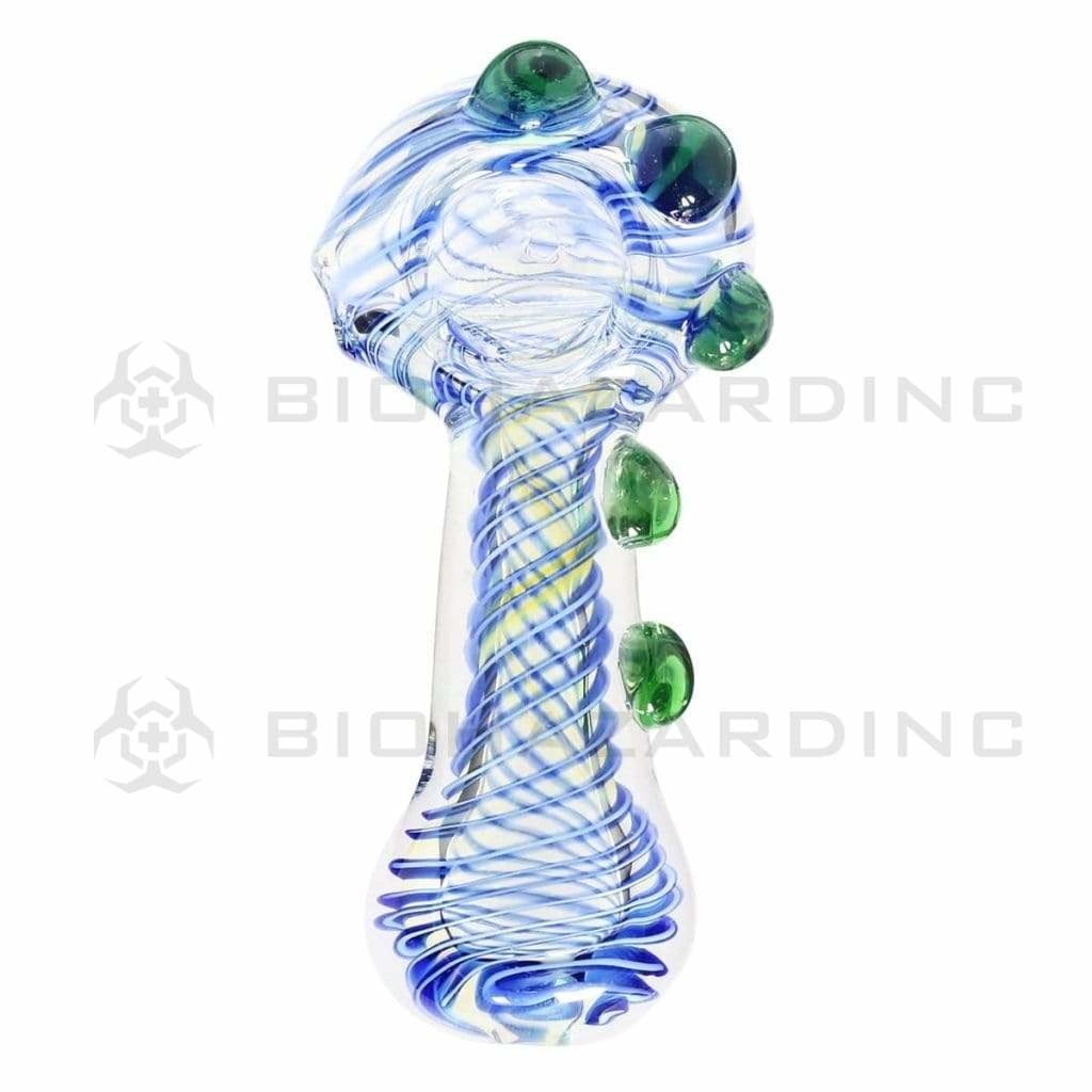 Biohazard Inc Glass Hand Pipe 3.5" Blue swirl fumed 5 Knocker Hand Pipe 3 pack