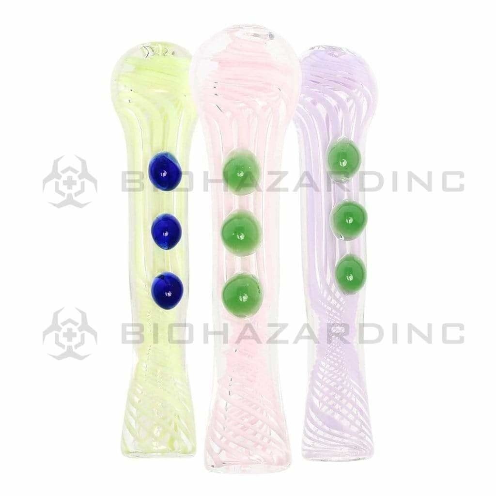 Biohazard Inc Glass Chillum Hand Pipe 3.5" Chillums Marble Swirl - Assorted Colors