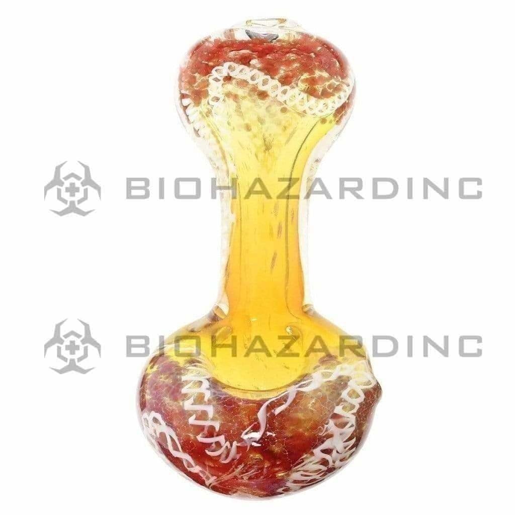 Biohazard Inc Glass Hand Pipe 3" Assorted Frit Head w/Candy Cane Swirl Hand Pipe
