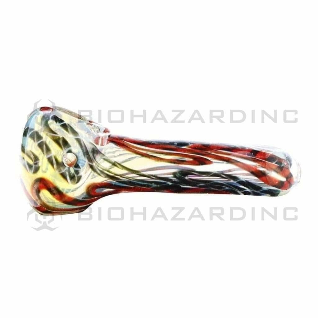 Biohazard Inc Glass Hand Pipe 3" Brick Handpipe with Frit & Silver Fume - Assorted Colors