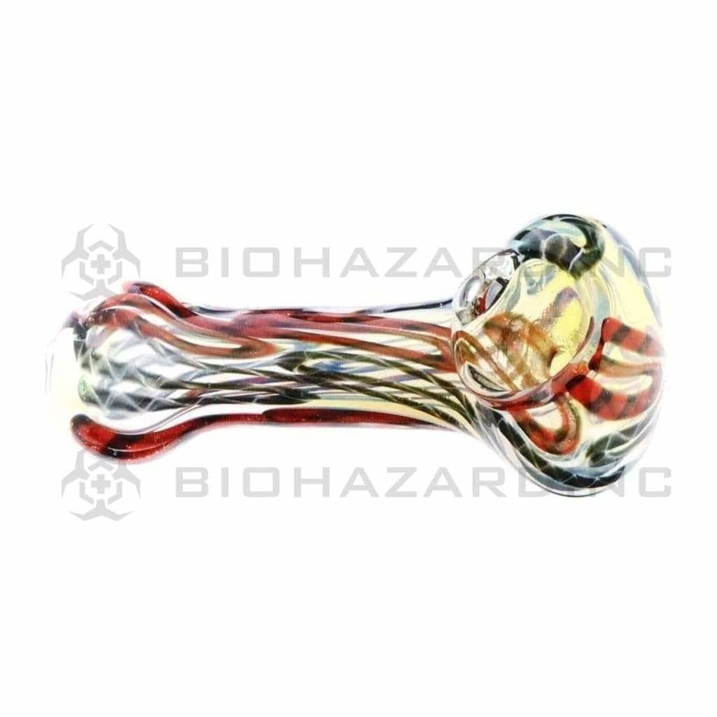 Biohazard Inc Glass Hand Pipe 3" Brick Handpipe with Frit & Silver Fume - Assorted Colors