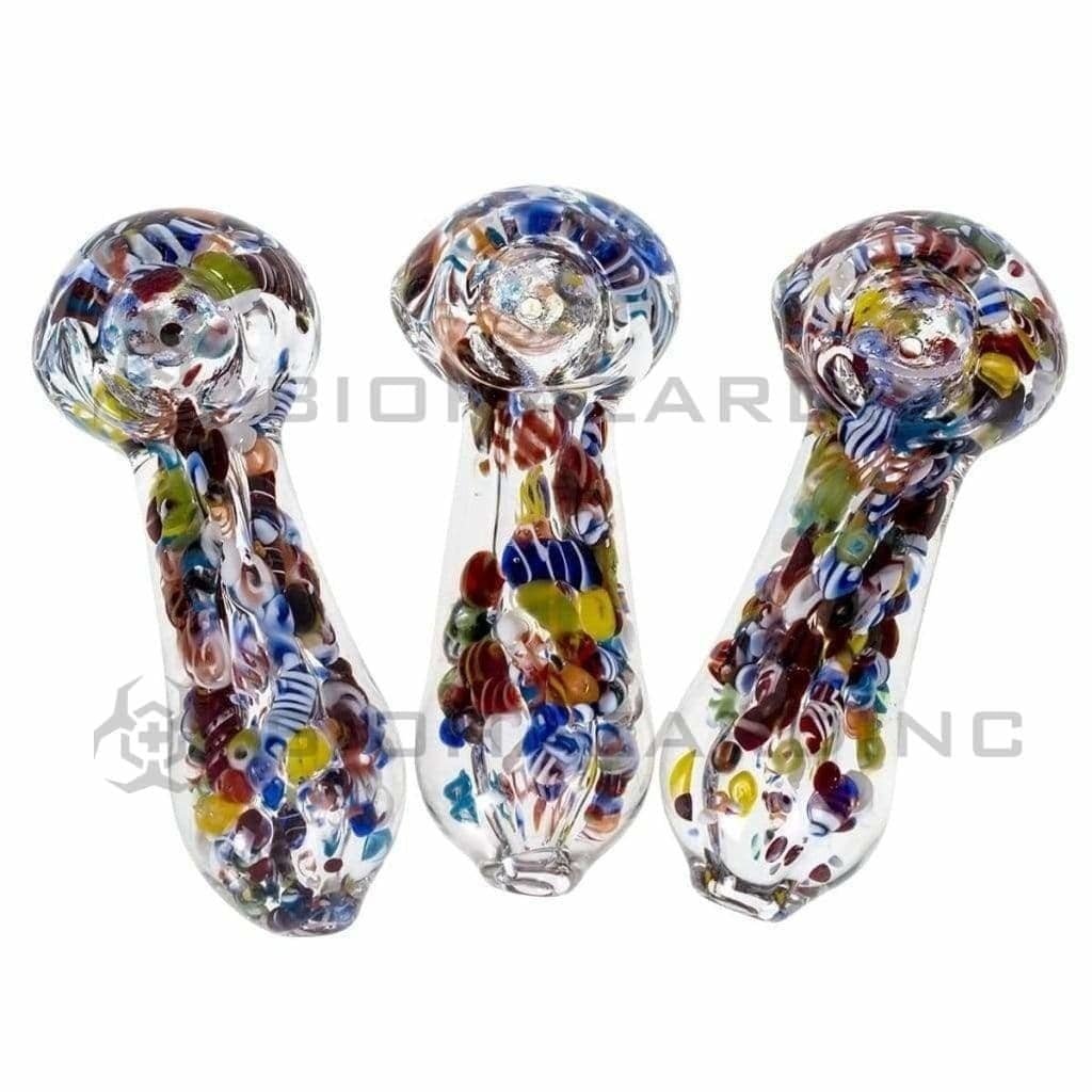 Biohazard Inc Glass Hand Pipe 3" Colorful Frit Hand Pipe